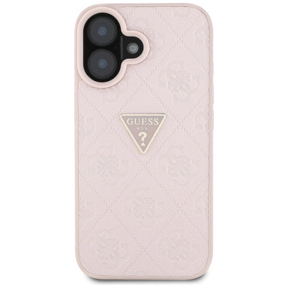 Guess Hot Stamp 4G Pattern Triangle Metal Logo iPhone 16 Case - Pink_2