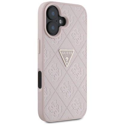Guess Hot Stamp 4G Pattern Triangle Metal Logo iPhone 16 Case - Pink_3