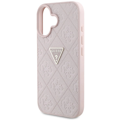 Guess Hot Stamp 4G Pattern Triangle Metal Logo iPhone 16 Case - Pink_5