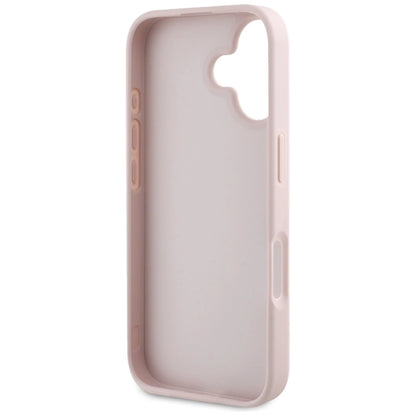 Guess Hot Stamp 4G Pattern Triangle Metal Logo iPhone 16 Case - Pink_6