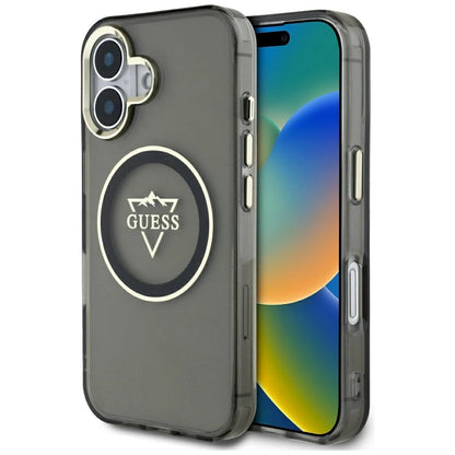 Guess IML Metal Mountain Logo MagSafe case for iPhone 16 - black_0