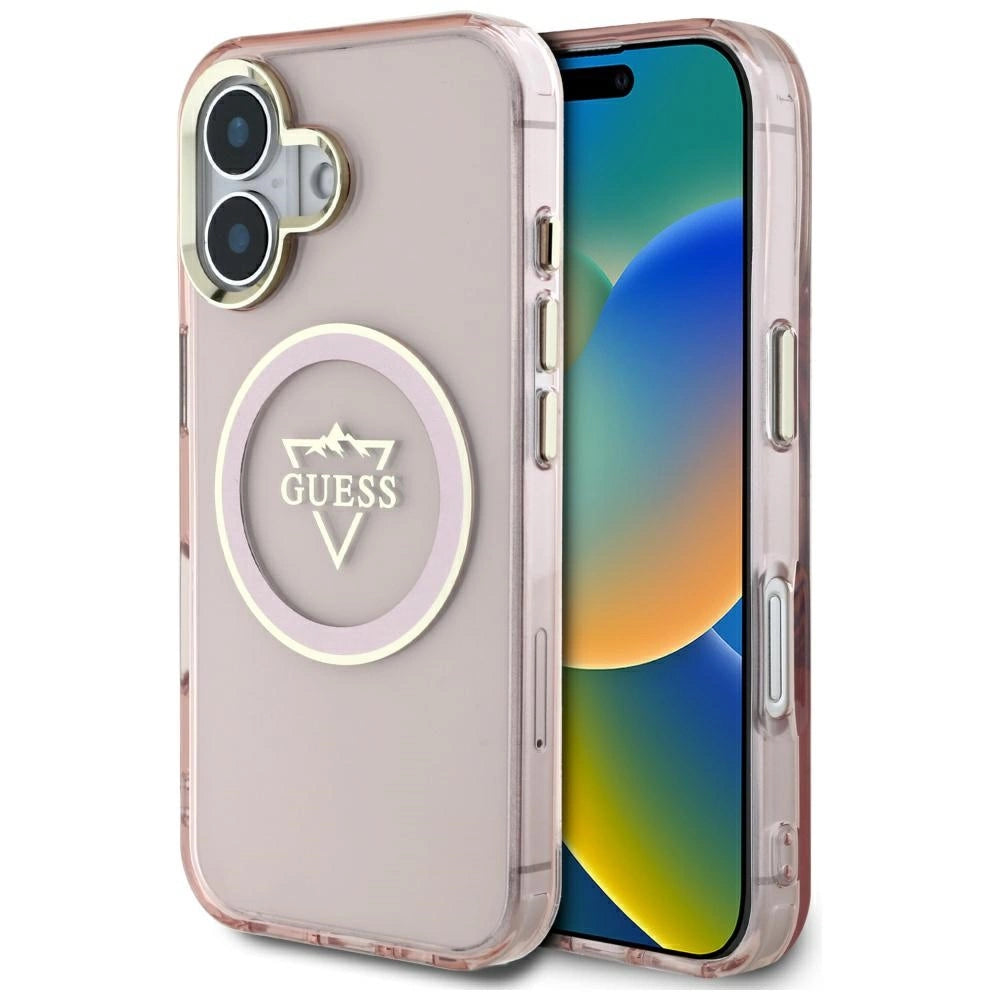 Guess IML Metal Mountain Logo MagSafe iPhone 16 Case - Pink_0