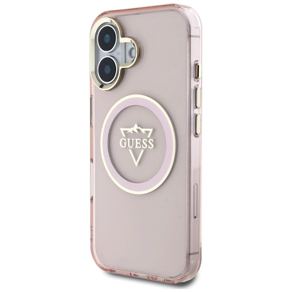 Guess IML Metal Mountain Logo MagSafe iPhone 16 Case - Pink_1