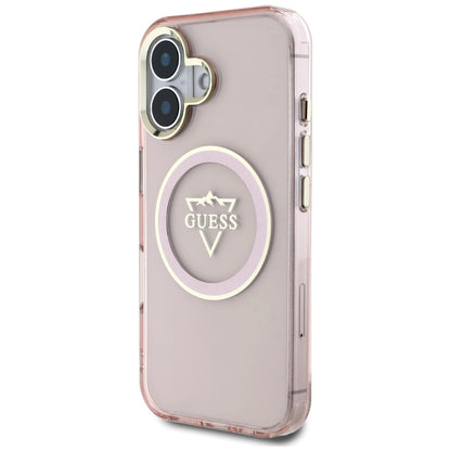 Guess IML Metal Mountain Logo MagSafe iPhone 16 Case - Pink_1