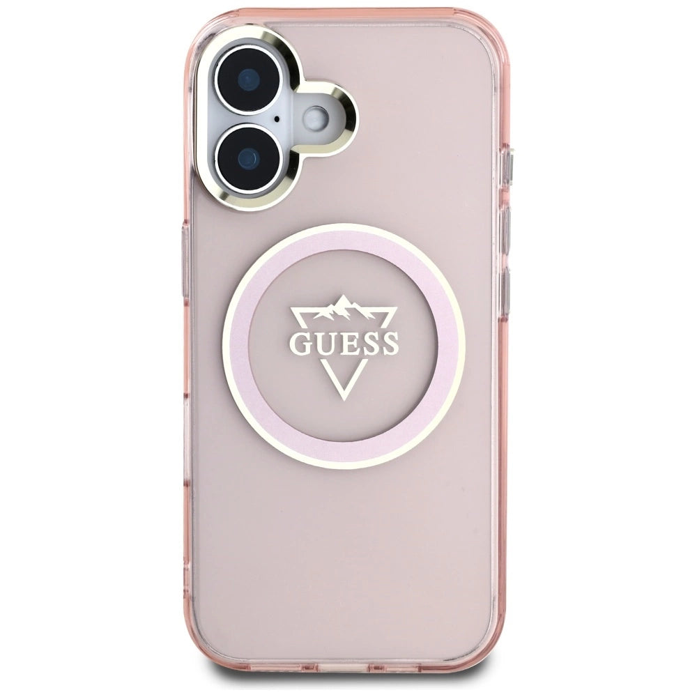Guess IML Metal Mountain Logo MagSafe iPhone 16 Case - Pink_2