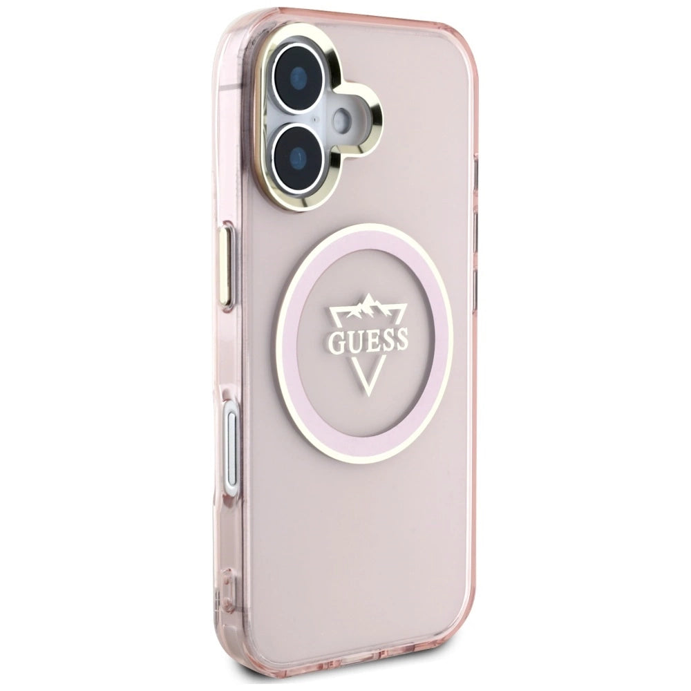 Guess IML Metal Mountain Logo MagSafe iPhone 16 Case - Pink_3