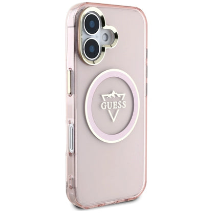 Guess IML Metal Mountain Logo MagSafe iPhone 16 Case - Pink_3