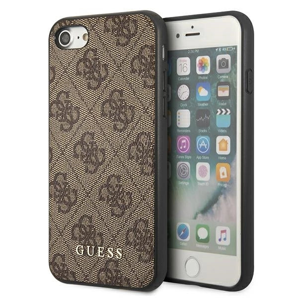 Guess 4G Metal Gold Logo Case for iPhone SE 2022 / 2020 / 7 / 8 - Brown_0