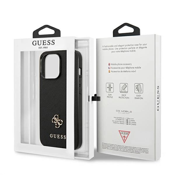 Guess Saffiano 4G Small Metal Logo case for iPhone 13 Pro / 13 6.1" - black_7
