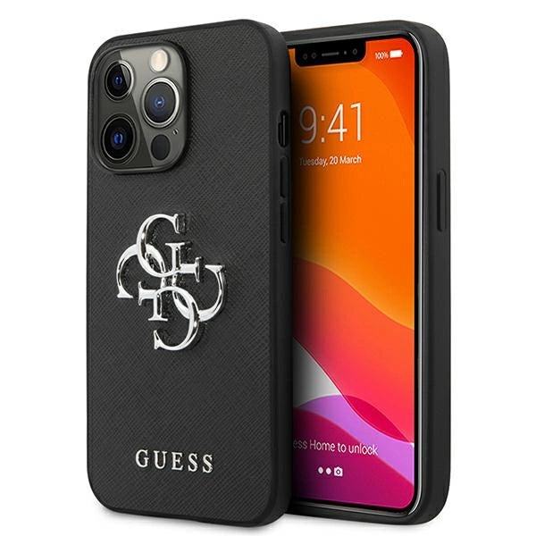 Guess Saffiano 4G Metal Logo case for iPhone 13 Pro / 13 6.1" - black_0
