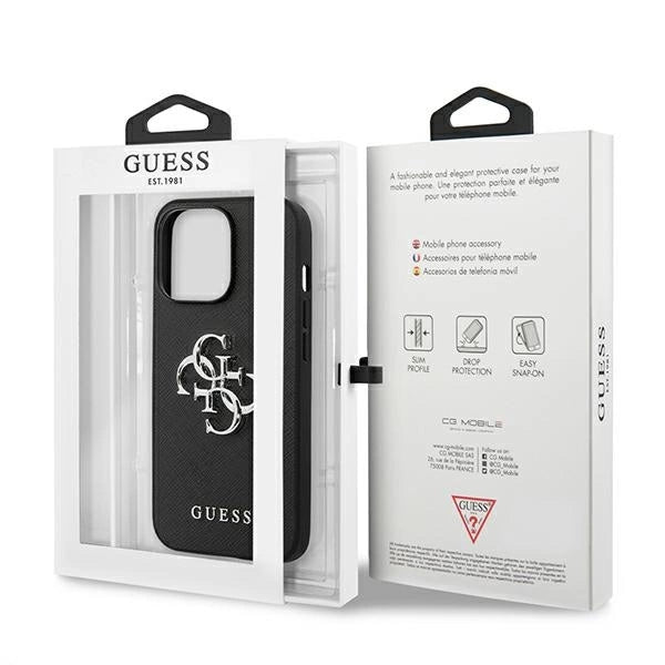 Guess Saffiano 4G Metal Logo case for iPhone 13 Pro / 13 6.1" - black_7