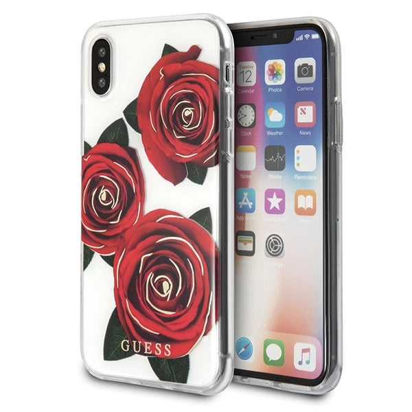 Guess Flower Desire Red Rose iPhone X Case - Transparent_0