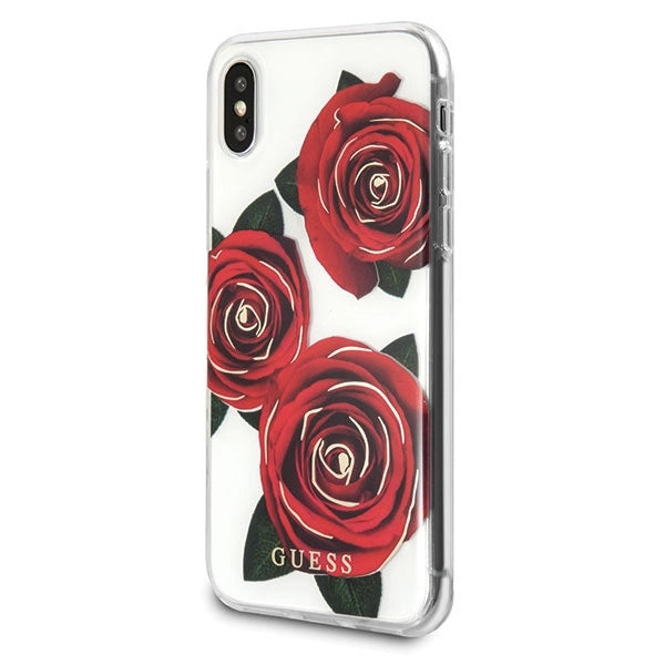 Guess Flower Desire Red Rose iPhone X Case - Transparent_1