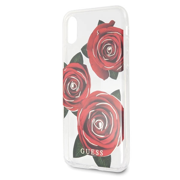 Guess Flower Desire Red Rose iPhone X Case - Transparent_2