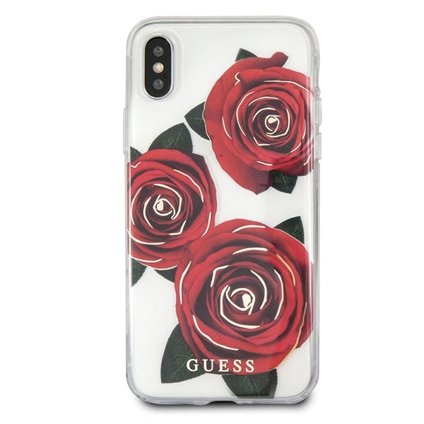 Guess Flower Desire Red Rose iPhone X Case - Transparent_4