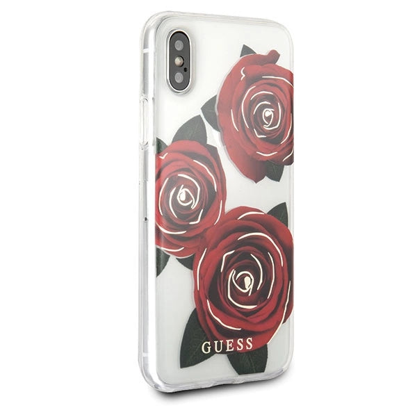 Guess Flower Desire Red Rose iPhone X Case - Transparent_5