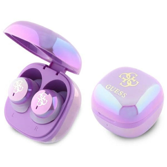 Guess 4G Printed Logo Bluetooth TWS Headphones + Docking Station - Purple_0