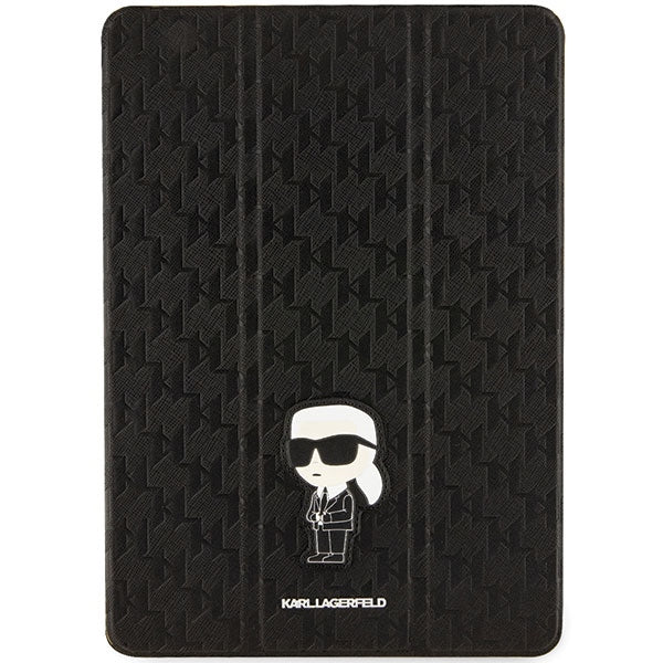 Karl Lagerfeld Saffiano Monogram Ikonik Case for iPad 10.2" 2019 (7th gen.) Folio Magnet Allover Cover - Black_0