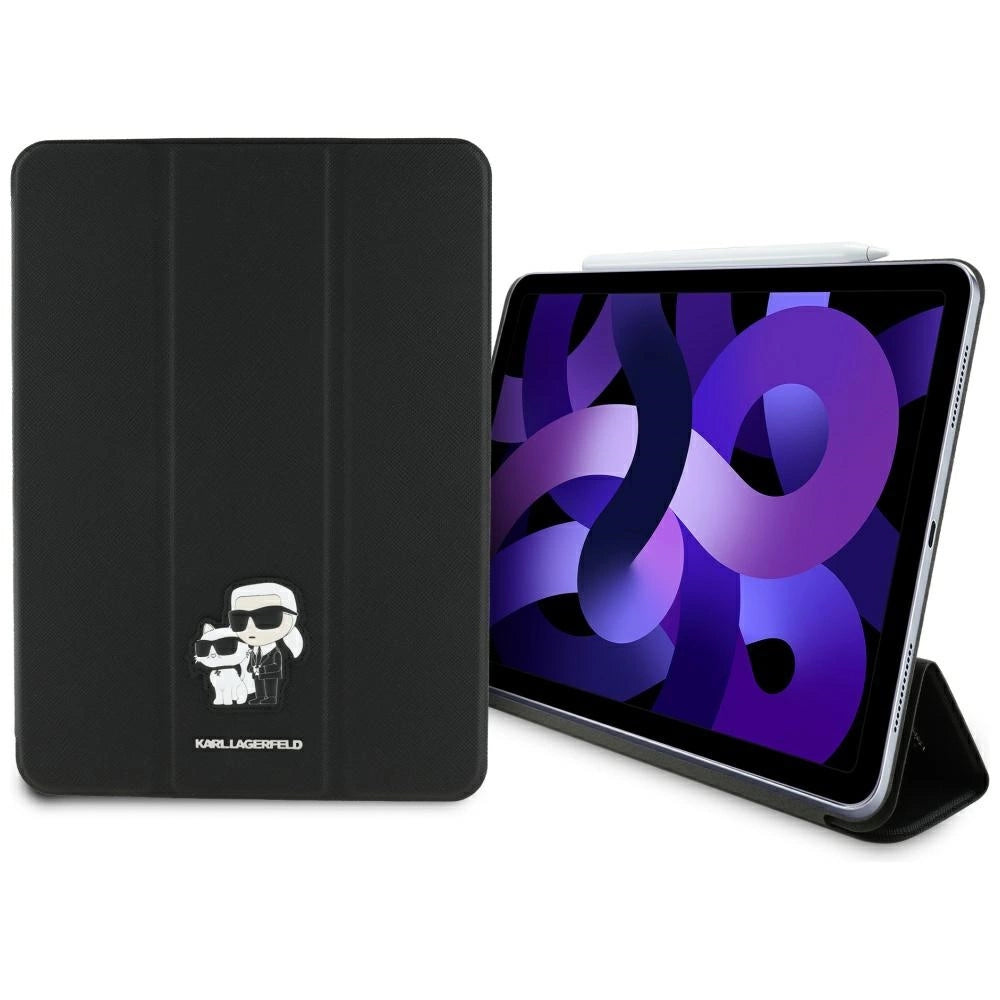Karl Lagerfeld Saffiano Magnetic Karl &amp; Choupette iPad Air 11" 2024 Book Cover Case - Black_0