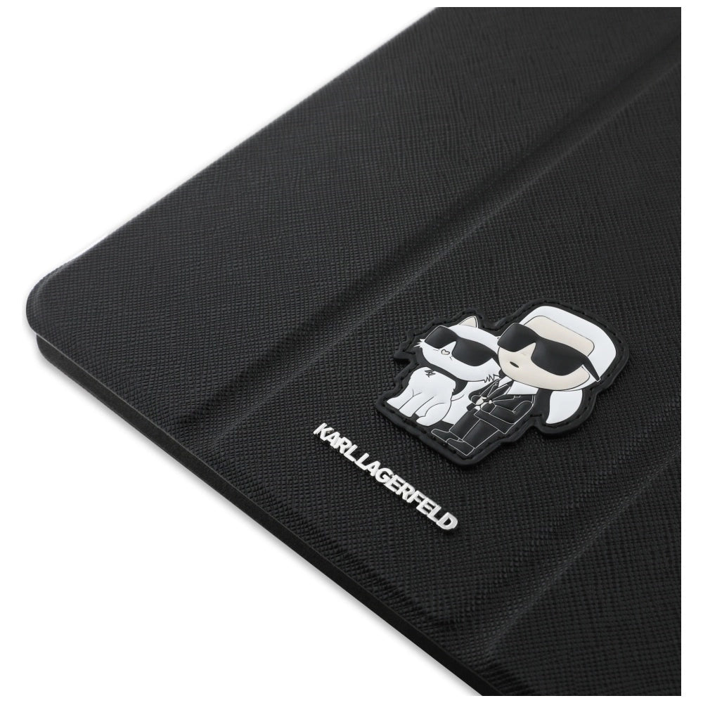Karl Lagerfeld Saffiano Magnetic Karl &amp; Choupette iPad Air 11" 2024 Book Cover Case - Black_6