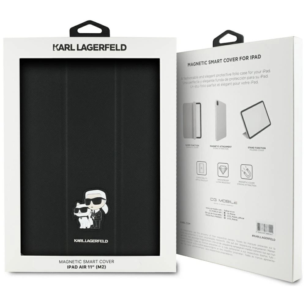 Karl Lagerfeld Saffiano Magnetic Karl &amp; Choupette iPad Air 11" 2024 Book Cover Case - Black_7