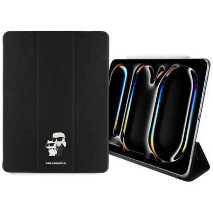 Karl Lagerfeld Saffiano Magnetic Karl &amp; Choupette iPad Pro 13" 2024 Book Cover Case - Black_0