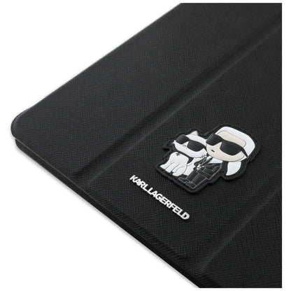 Karl Lagerfeld Saffiano Magnetic Karl &amp; Choupette iPad Pro 13" 2024 Book Cover Case - Black_6
