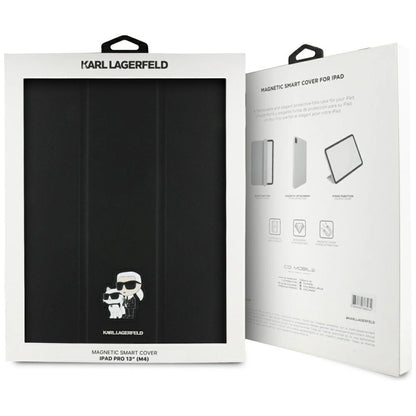 Karl Lagerfeld Saffiano Magnetic Karl &amp; Choupette iPad Pro 13" 2024 Book Cover Case - Black_7