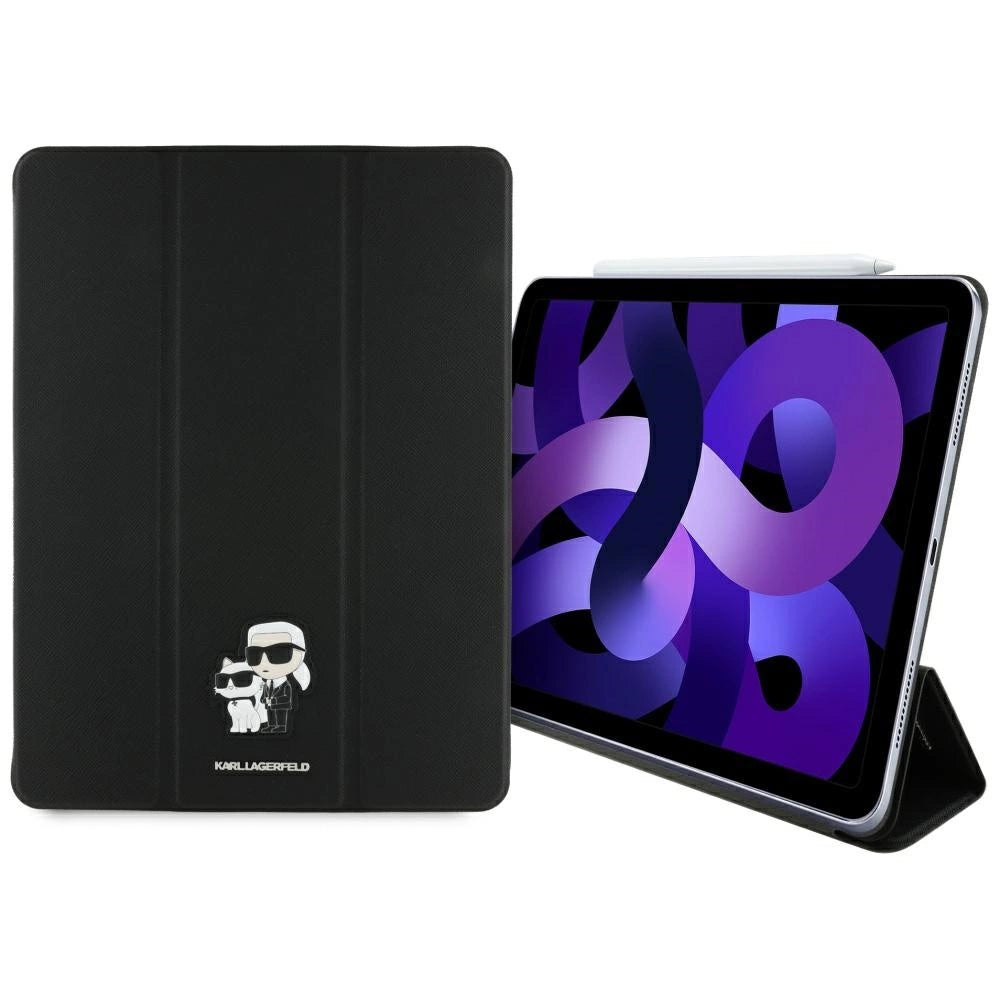 Karl Lagerfeld Saffiano Magnetic Karl &amp; Choupette iPad Air 13" 2024 Book Cover Case - Black_0