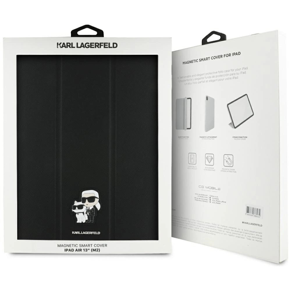 Karl Lagerfeld Saffiano Magnetic Karl &amp; Choupette iPad Air 13" 2024 Book Cover Case - Black_7