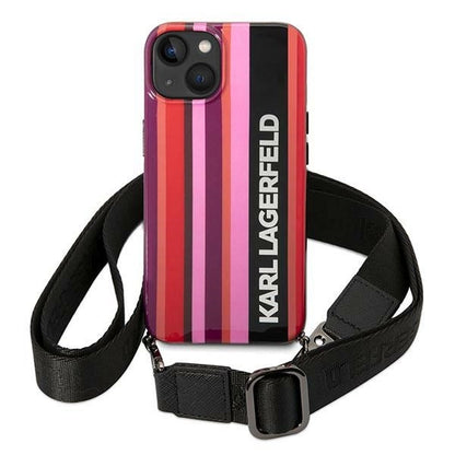 Karl Lagerfeld Color Stripes Strap Case for iPhone 14 Plus / 15 Plus 6.7&quot; - Pink_1