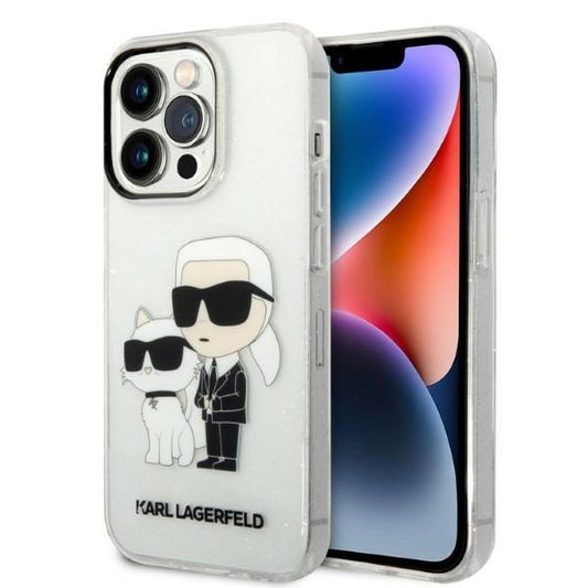 Karl Lagerfeld Glitter Karl&amp;Choupette Case for iPhone 14 Pro Max 6.7&quot; - Transparent_0
