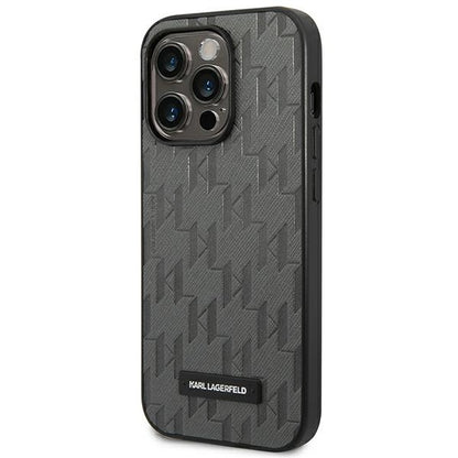 Karl Lagerfeld Saffiano Mono Metal Logo iPhone 14 Pro Max 6.7" Case - Gray_1