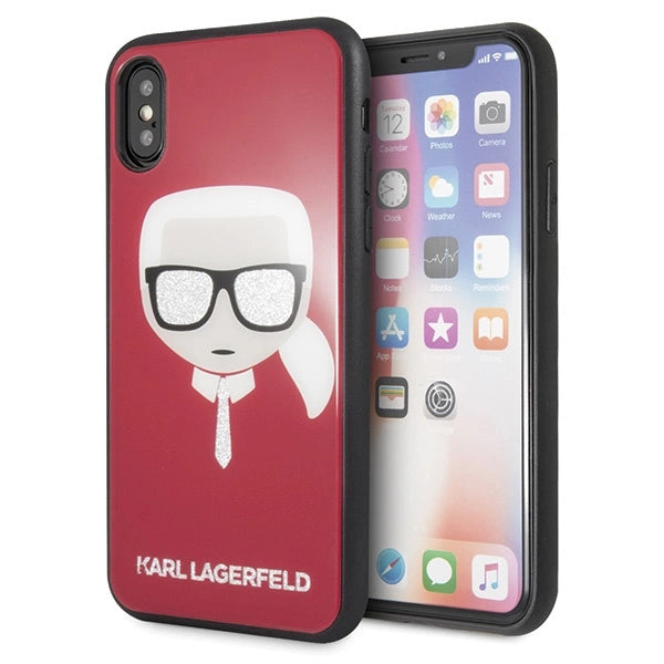 Karl Lagerfeld Iconic Glitter Karl`s Head iPhone X / Xs Case - Red_0