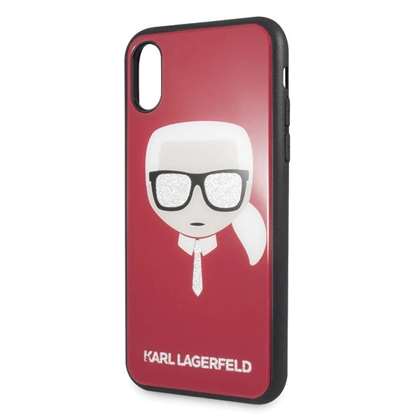 Karl Lagerfeld Iconic Glitter Karl`s Head iPhone X / Xs Case - Red_2