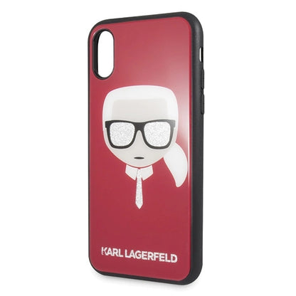 Karl Lagerfeld Iconic Glitter Karl`s Head iPhone X / Xs Case - Red_2
