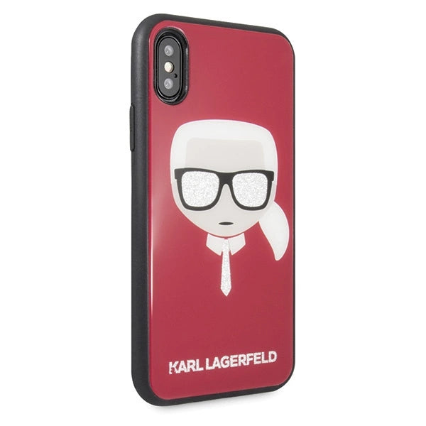 Karl Lagerfeld Iconic Glitter Karl`s Head iPhone X / Xs Case - Red_4