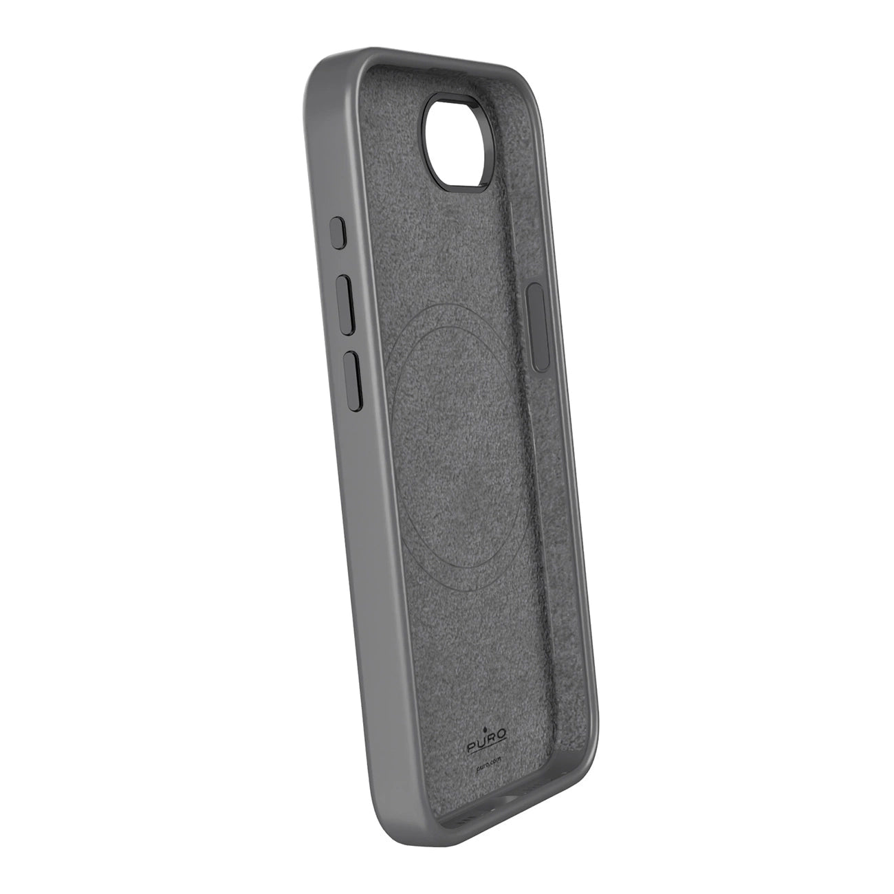 Puro Liquid Silicon Cover "ICON MAG PRO" with Magsafe, metal buttons and camera ring for iPhone 16E, black_1