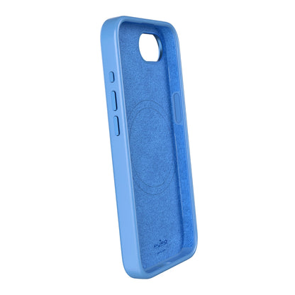 Puro Liquid Silicon Cover "ICON MAG PRO" with Magsafe, metal buttons and camera ring for iPhone 16E, blue_1