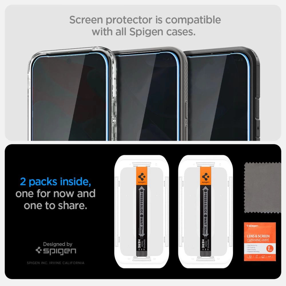 Spigen Glas.TR &quot;Ez Fit&quot; Privacy HD 2-pack privacy glass for Google Pixel 9 / 9 Pro_10