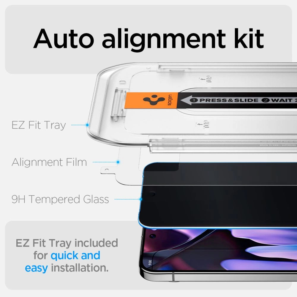 Spigen Glas.TR &quot;Ez Fit&quot; Privacy HD 2-pack privacy glass for Google Pixel 9 / 9 Pro_6