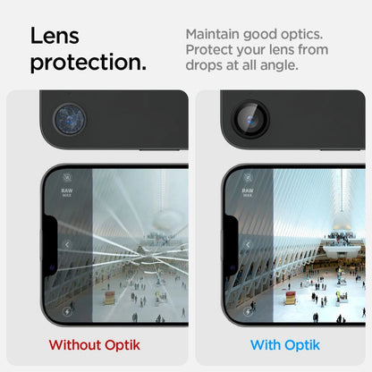 Spigen Optik Pro GLAS.TR &quot;Ez Fit&quot; Camera Cover 2-pack for iPhone 16e - Black_9