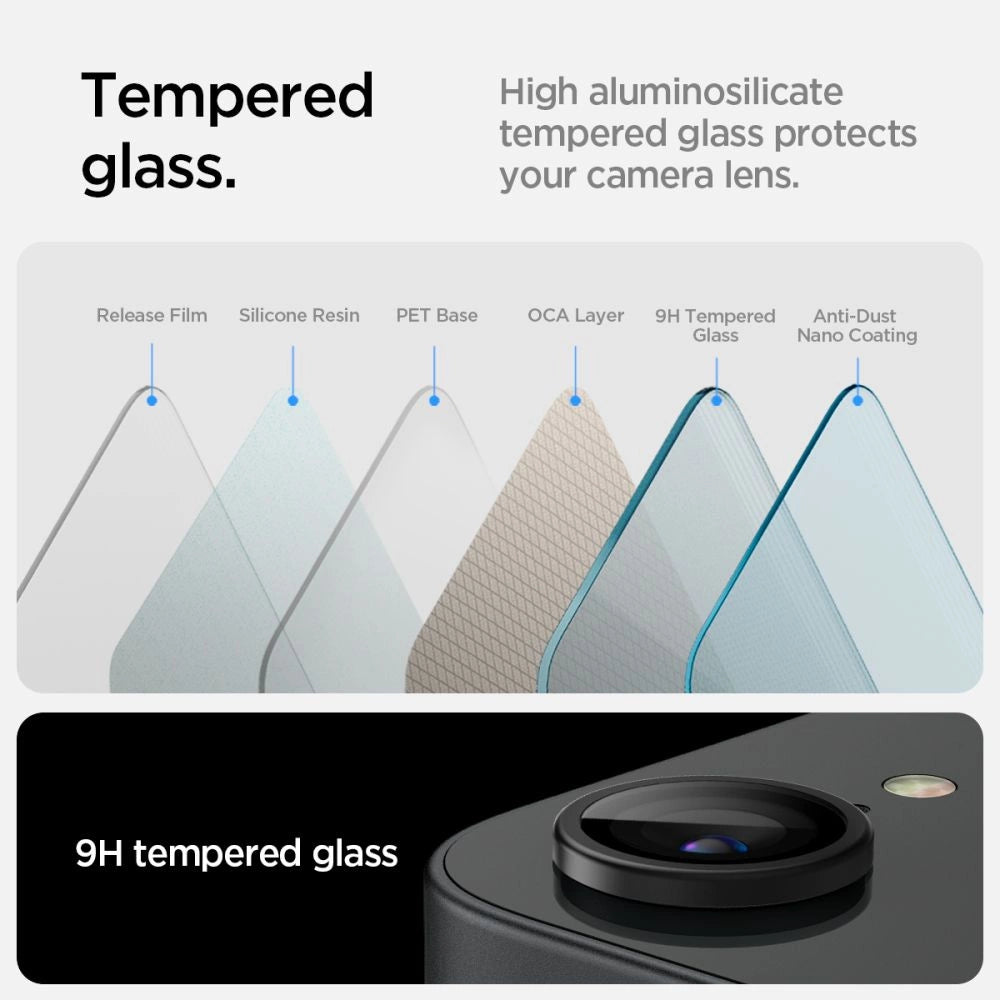 Spigen Optik Pro GLAS.TR &quot;Ez Fit&quot; Camera Cover 2-pack for iPhone 16e - Black_10