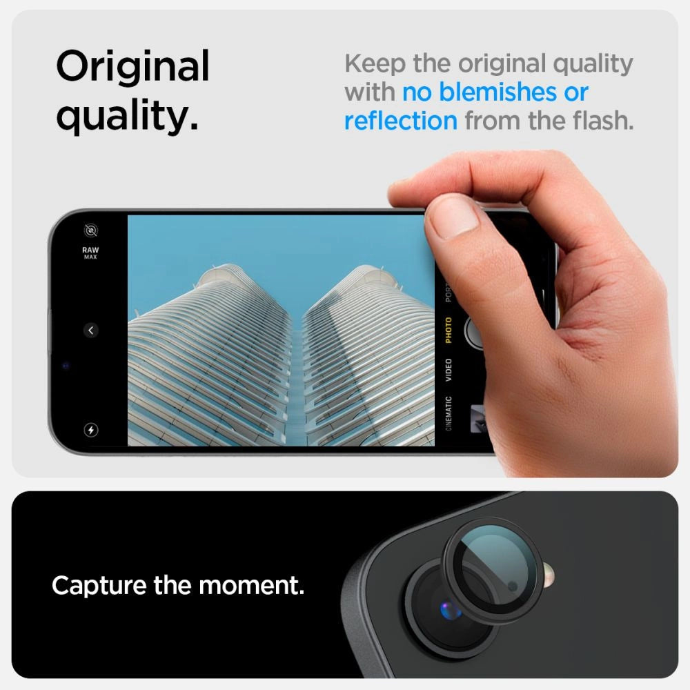 Spigen Optik Pro GLAS.TR &quot;Ez Fit&quot; Camera Cover 2-pack for iPhone 16e - Black_6