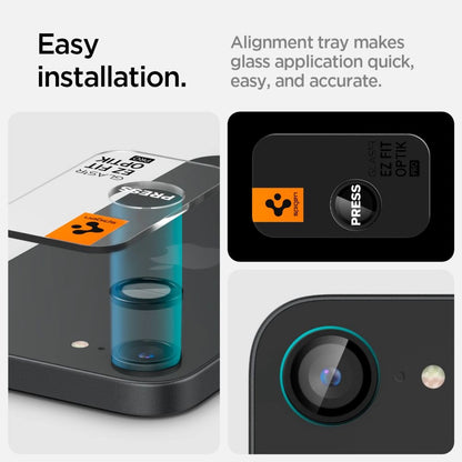 Spigen Optik Pro GLAS.TR &quot;Ez Fit&quot; Camera Cover 2-pack for iPhone 16e - Black_7