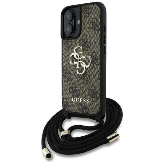 Guess 4G Big Logo Cord Stap Crossbody Case for iPhone 16 Brown_0