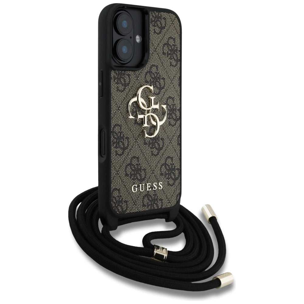 Guess 4G Big Logo Cord Stap Crossbody Case for iPhone 16 Brown_2