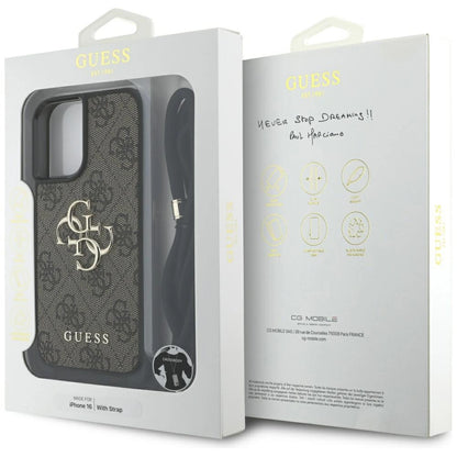 Guess 4G Big Logo Cord Stap Crossbody Case for iPhone 16 Brown_6