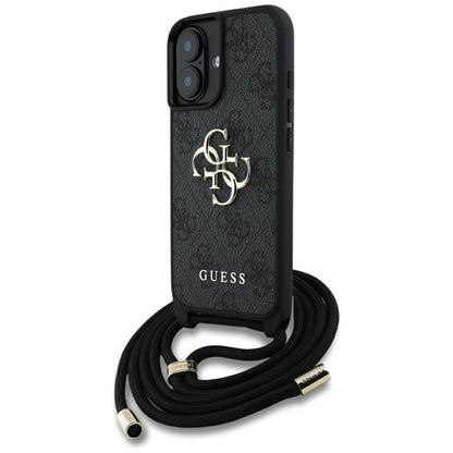 Guess 4G Big Logo Cord Stap Crossbody Case for iPhone 16 Black_0