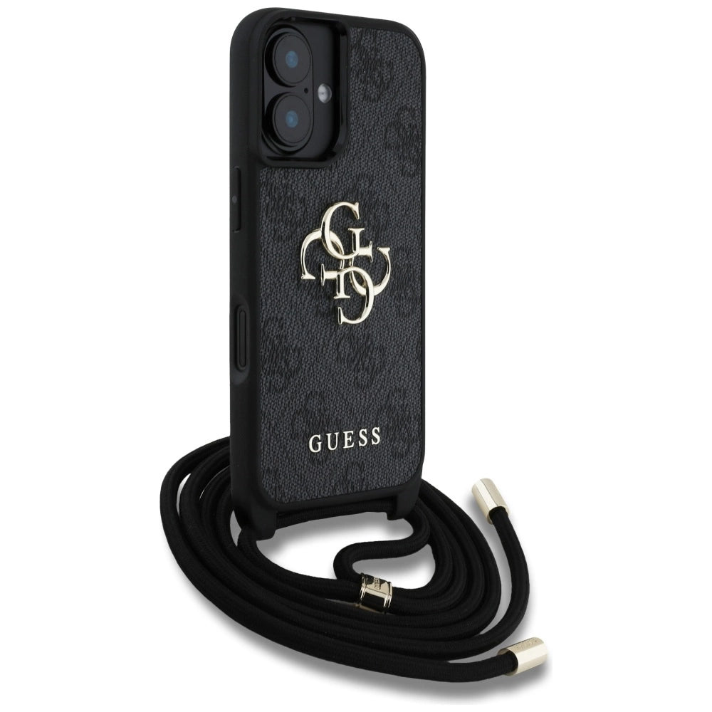 Guess 4G Big Logo Cord Stap Crossbody Case for iPhone 16 Black_2